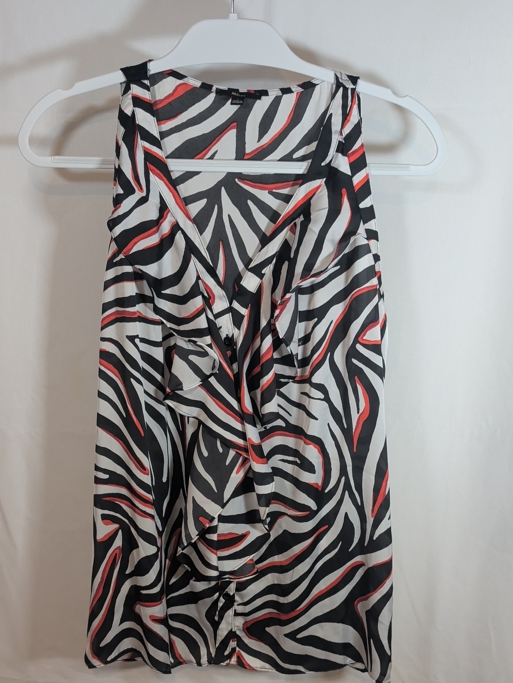 Milano Black, White & Coral Zebra-Print A-Line Skirt